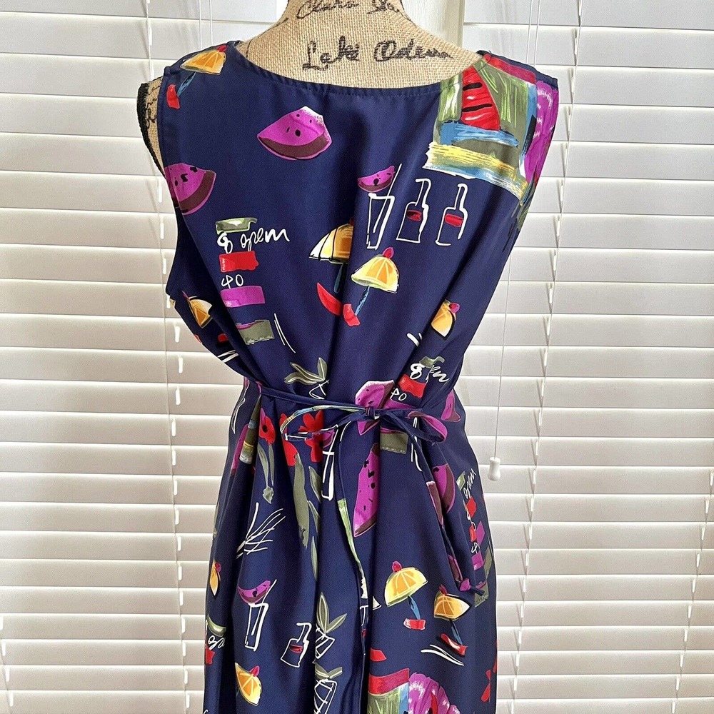 Casual Corner Annex Womens Sz 6 Petite Blue Sleeveless Margarita Drink Dress - Picture 6 of 12